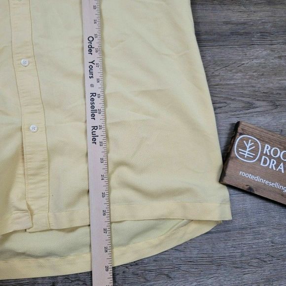 Joe Joseph Abboud Polo T-Shirt Yellow Collared Short Sleeve Solid Button Up Mens - Picture 6 of 7